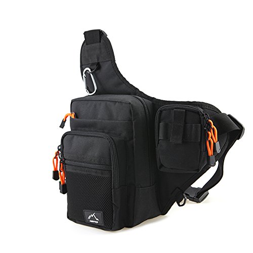 Hetto Angeln Umhängetasche-Sling Rucksack Wasserdicht Polyester 1000D-Schultertasche Multifunktion für Radfahren Wandern Camping Trekking - 2