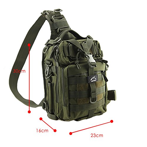 Hetto Schulterrucksack Tactical Sling Bag Umhängetasche Brusttasche MOLLE mit einem verstellbaren Gurt-Crossover Bodybag für Camping Reisen Wandern Angeln - 2