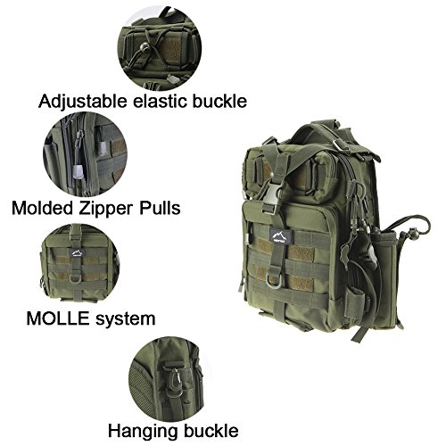 Hetto Schulterrucksack Tactical Sling Bag Umhängetasche Brusttasche MOLLE mit einem verstellbaren Gurt-Crossover Bodybag für Camping Reisen Wandern Angeln - 3
