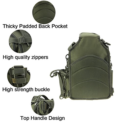 Hetto Schulterrucksack Tactical Sling Bag Umhängetasche Brusttasche MOLLE mit einem verstellbaren Gurt-Crossover Bodybag für Camping Reisen Wandern Angeln - 4