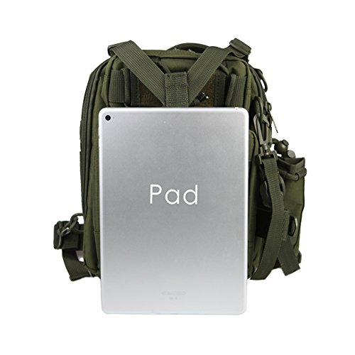 Hetto Schulterrucksack Tactical Sling Bag Umhängetasche Brusttasche MOLLE mit einem verstellbaren Gurt-Crossover Bodybag für Camping Reisen Wandern Angeln - 7